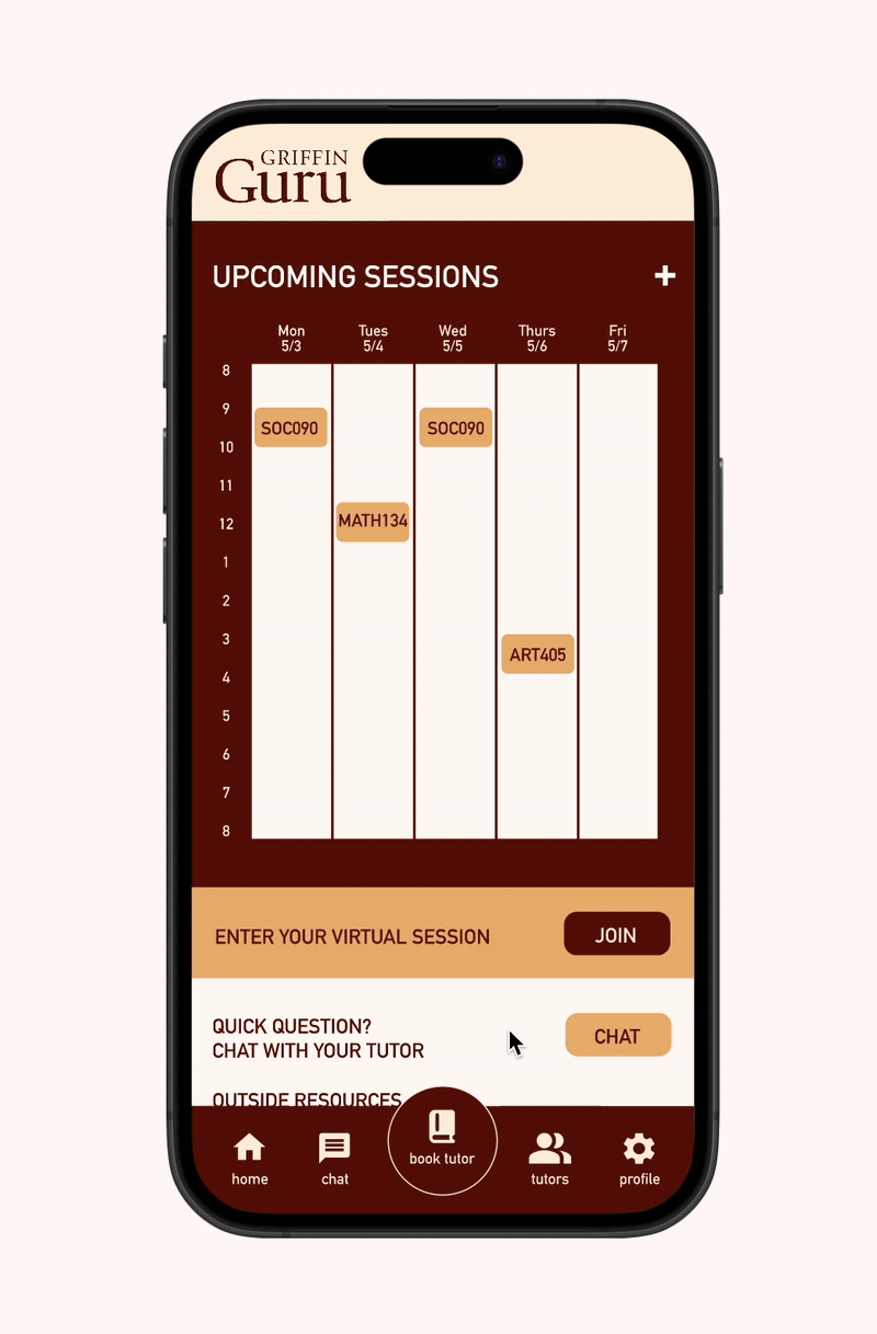 GIF of a walkthrough of the GriffinGuru app.