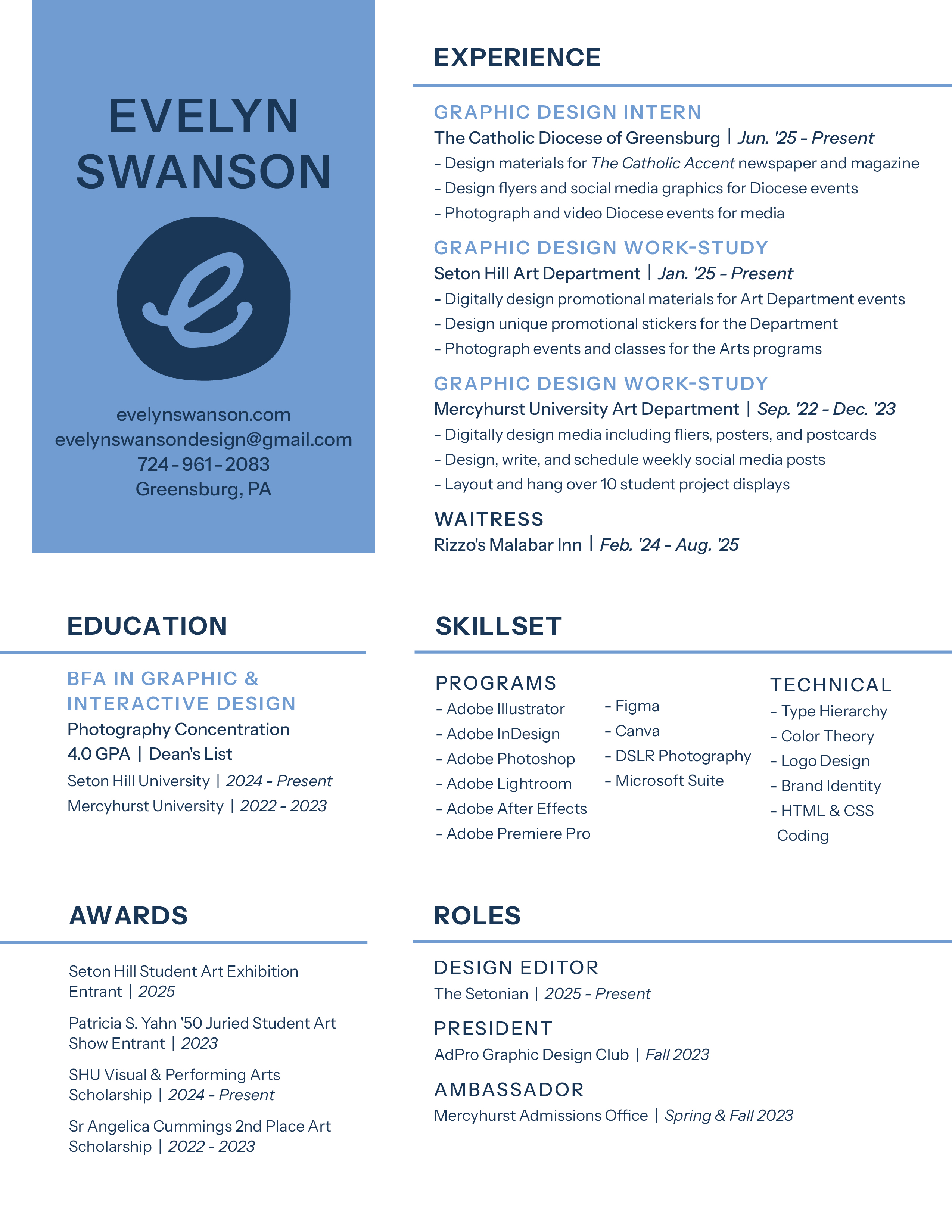 My professional graphic design resume